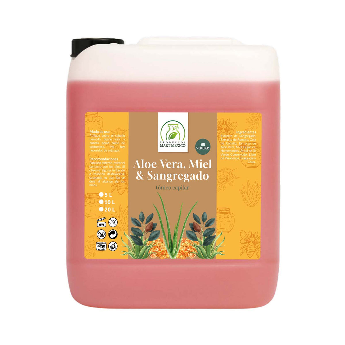 Tónico capilar de sangregado, aloe vera y miel