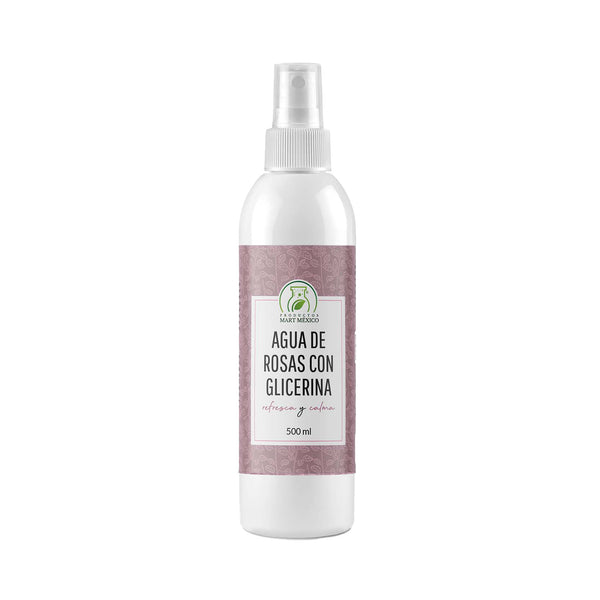 Agua de rosas con glicerina