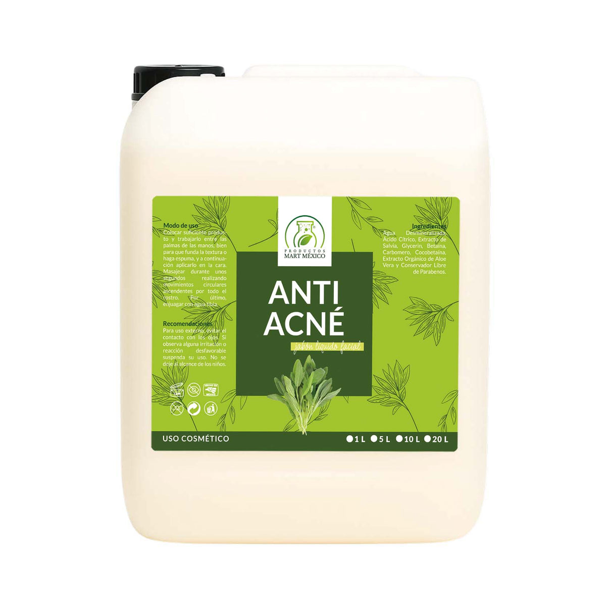 Jabón líquido facial para piel con acné