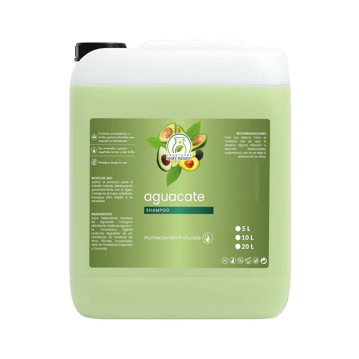 Shampoo capilar de aguacate hidratante