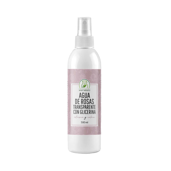 Agua de rosas con glicerina transparente