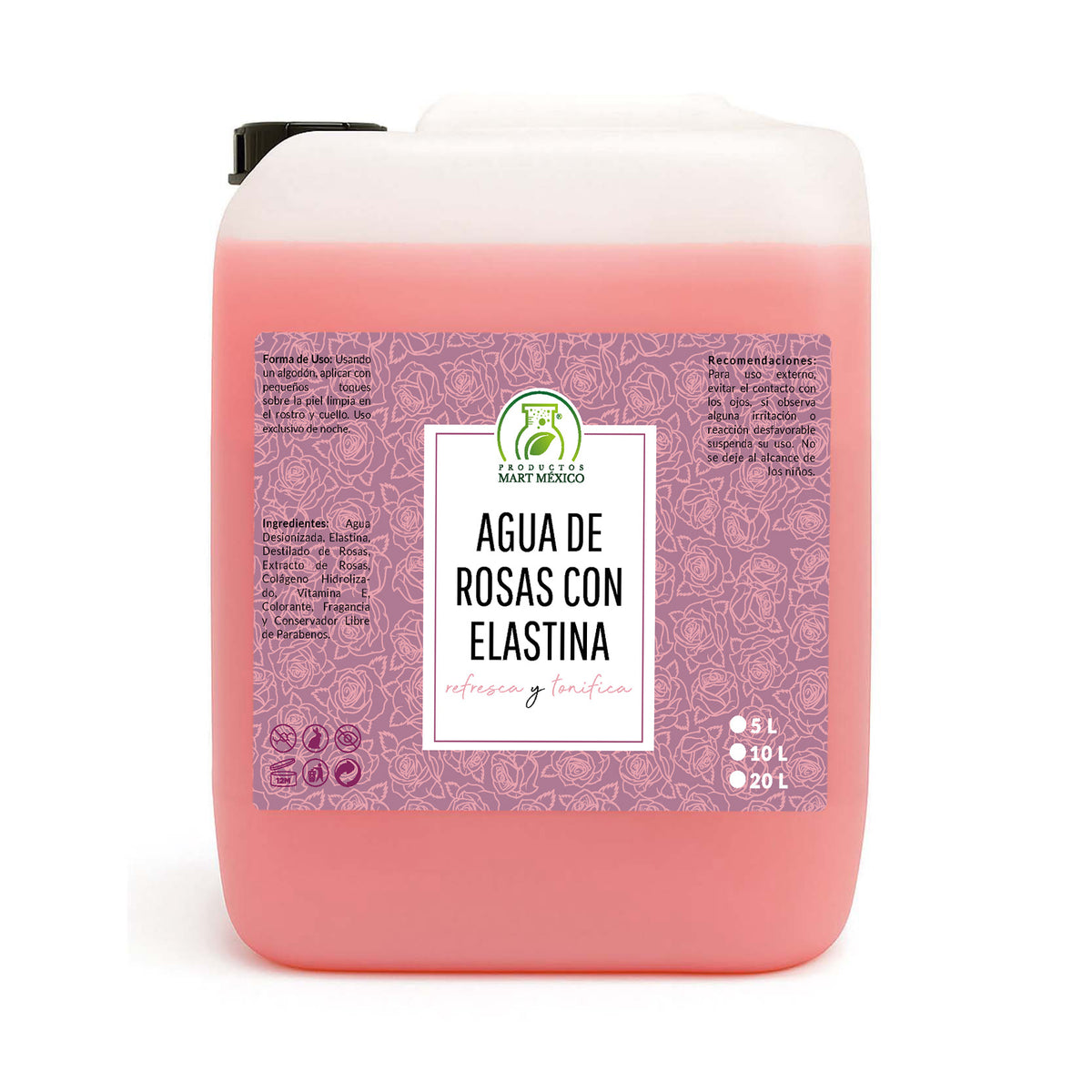 Agua de rosas con elastina piel madura de noche