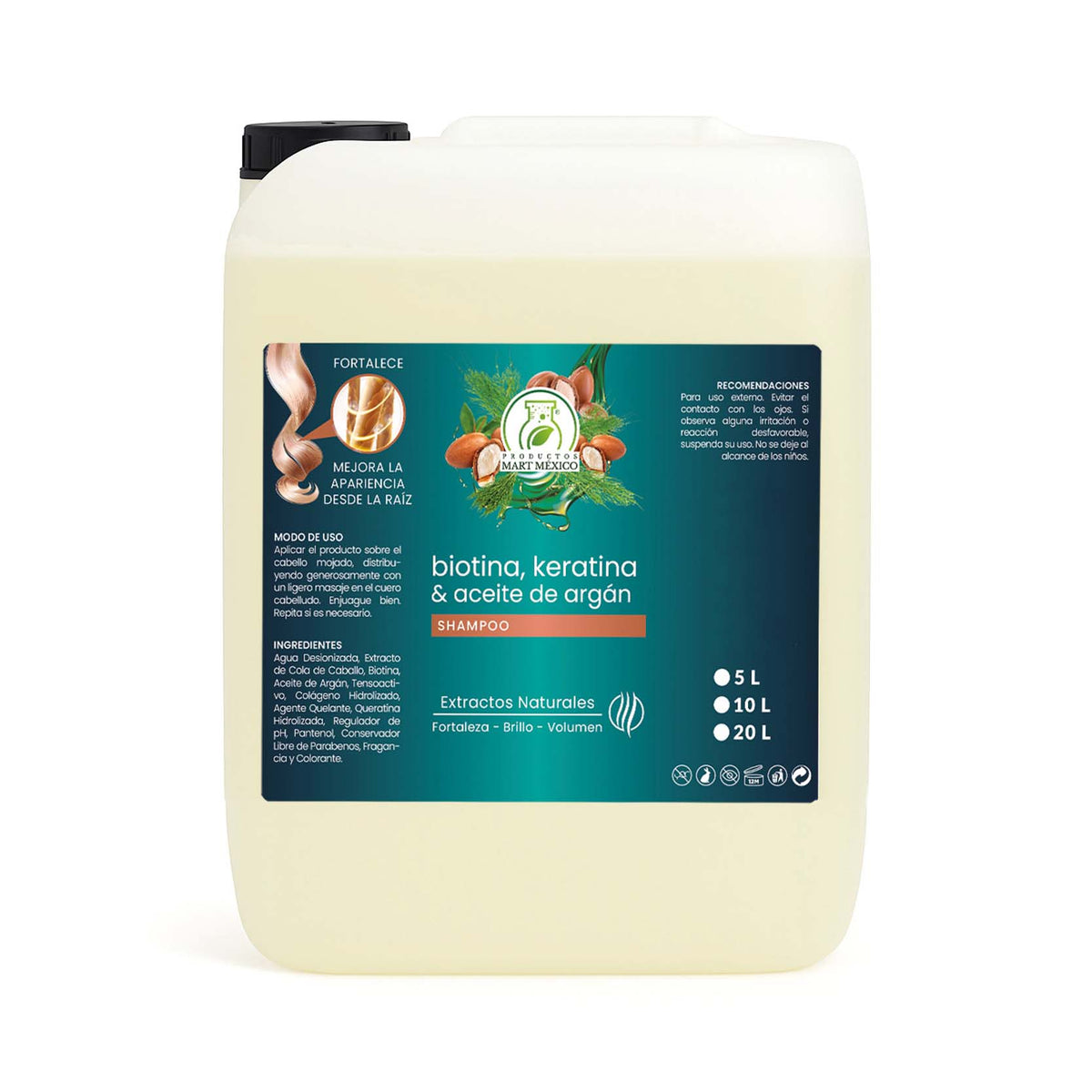Shampoo de biotina, aceite de argán y keratina
