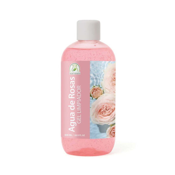 Gel limpiador de agua de rosas suaviza