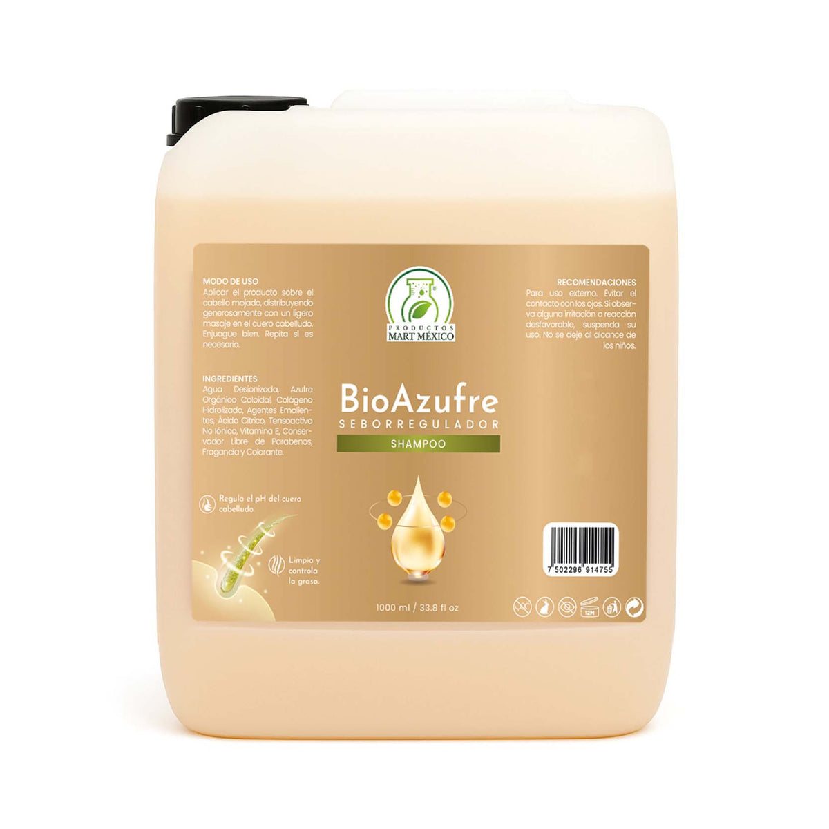 Shampoo capilar bio azufre sebo regulador