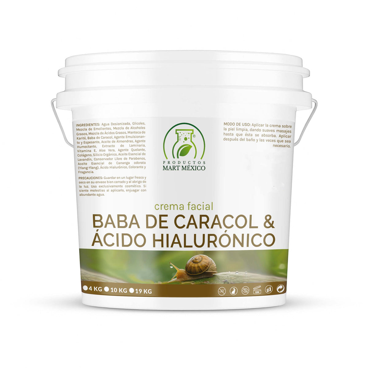 Crema facial baba de caracol con ácido hialurónico