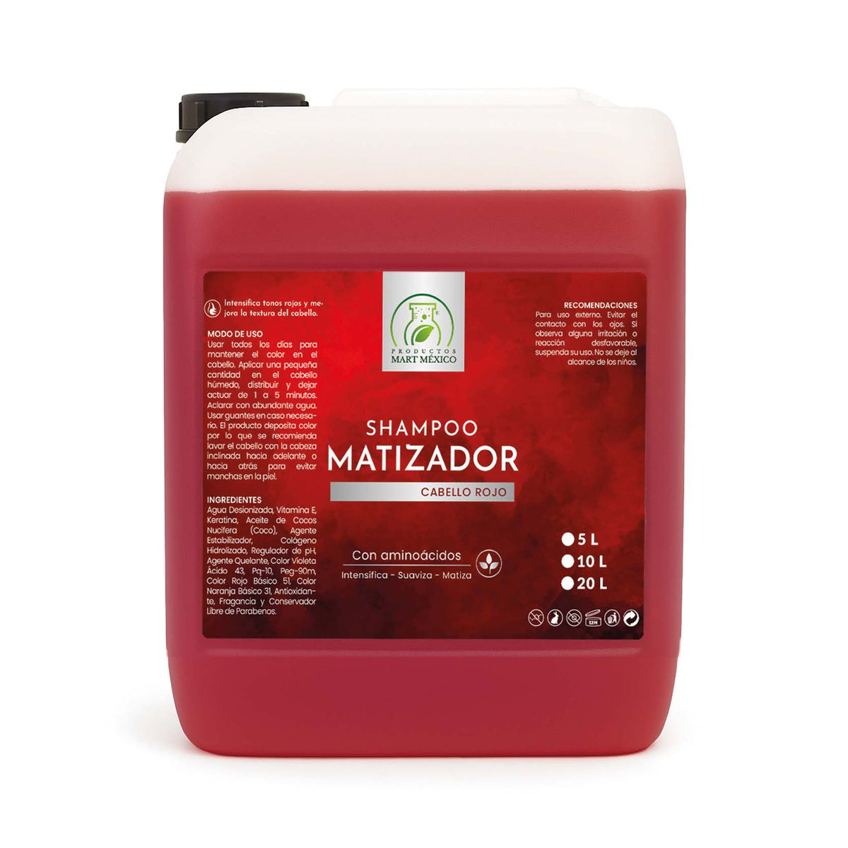 Shampoo capilar baño de color rojo