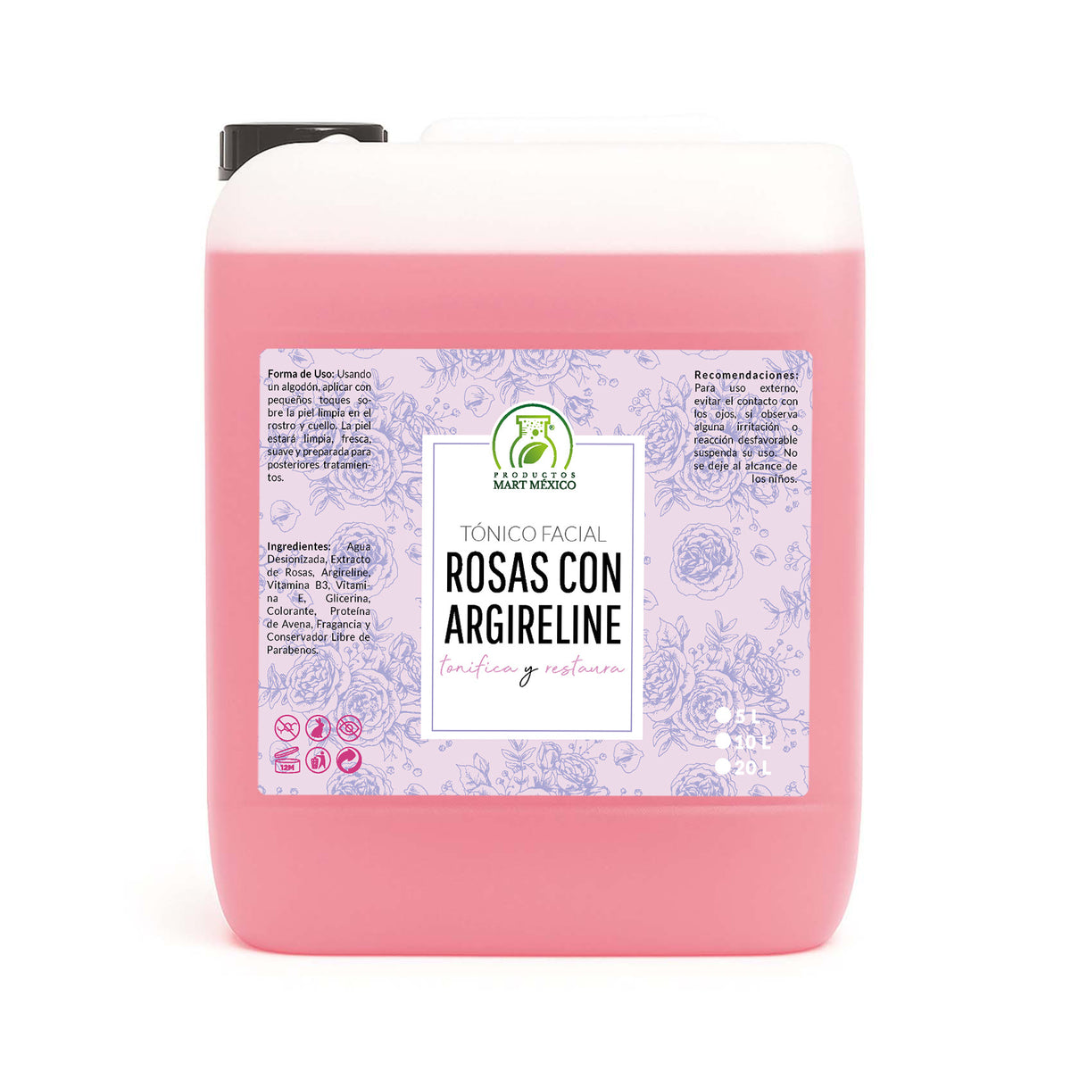 Tónico facial hidratante de rosas con argireline