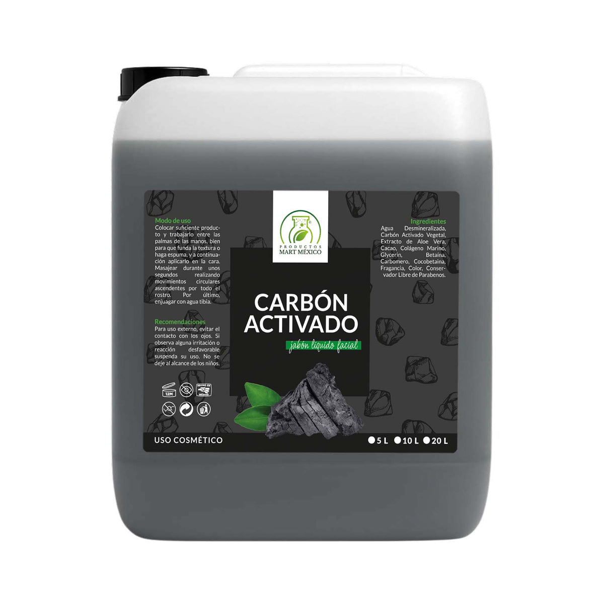 Jabón líquido facial de carbón activado elimina impurezas